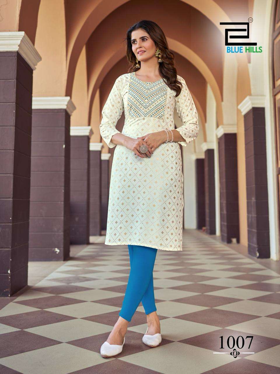 BLUE HILLS OREO RAYON FANCY KURTI 