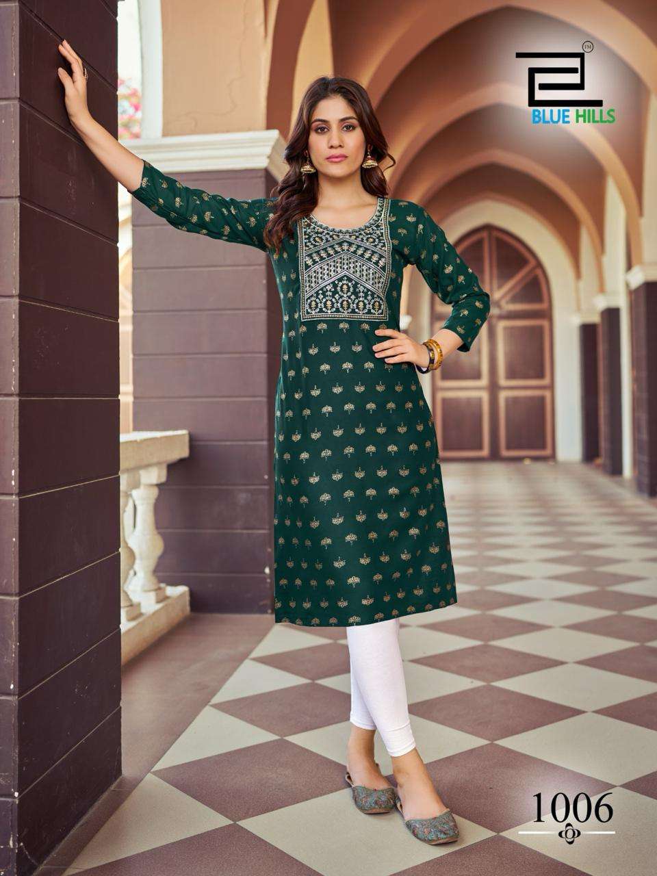 BLUE HILLS OREO RAYON FANCY KURTI 
