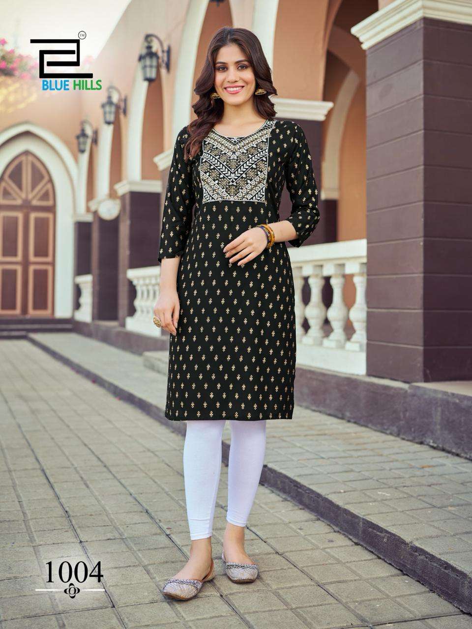 BLUE HILLS OREO RAYON FANCY KURTI 