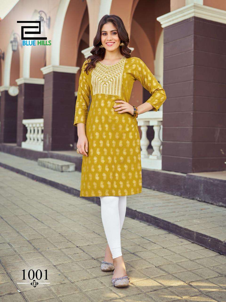 BLUE HILLS OREO RAYON FANCY KURTI 