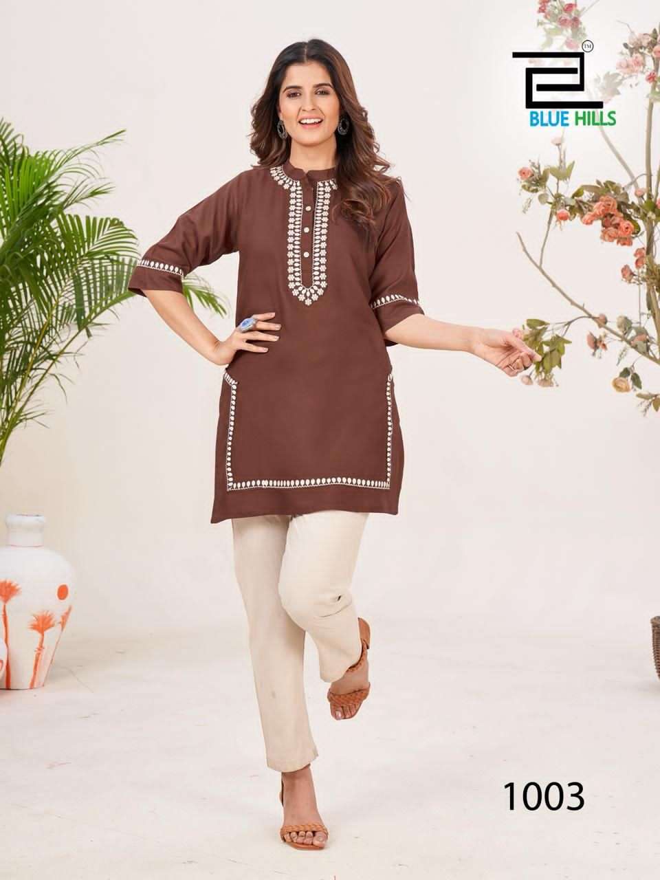 BLUE HILLS SWISS RAYON FANCY SHORT WESTERN KURTI