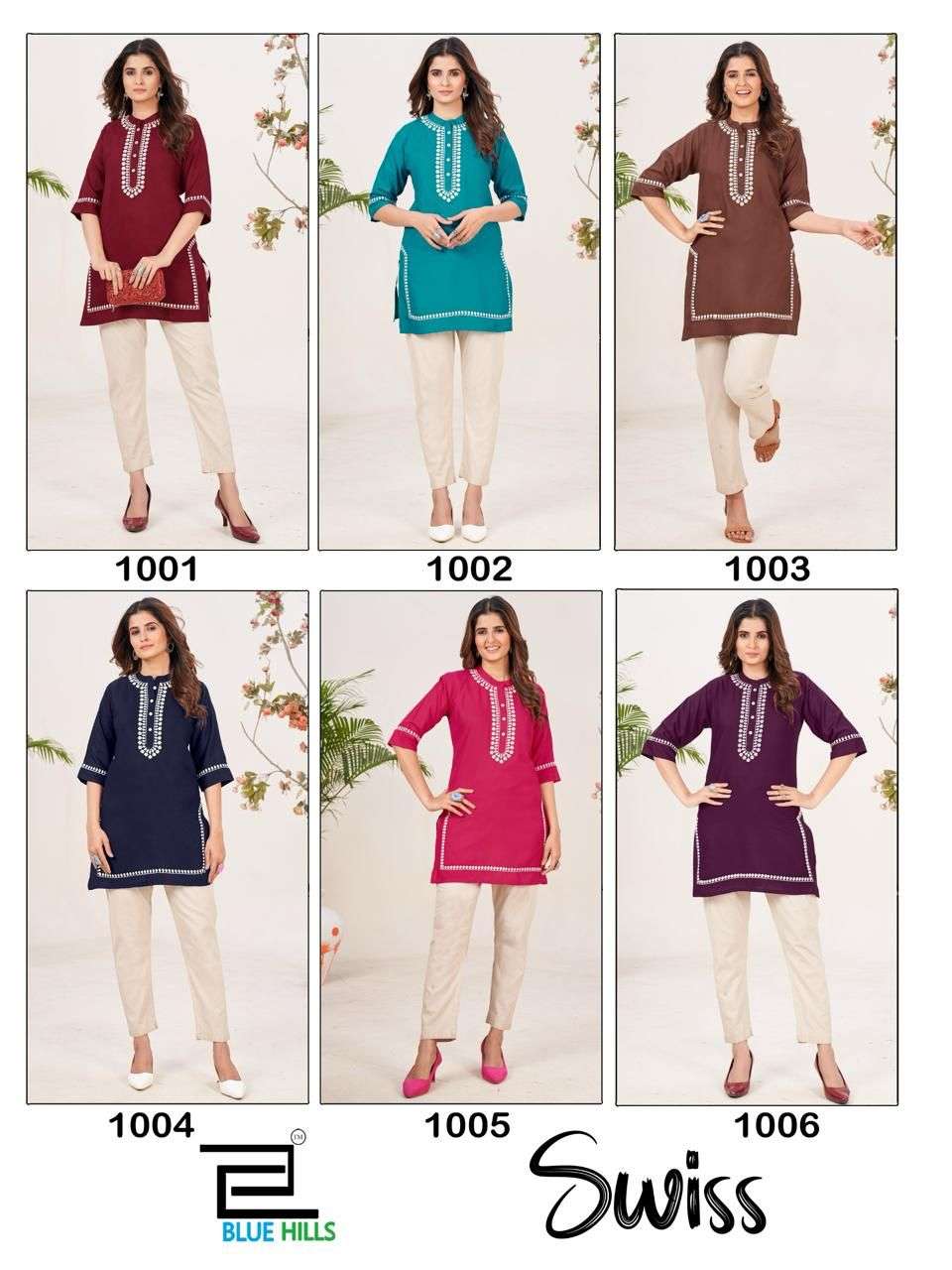 BLUE HILLS SWISS RAYON FANCY SHORT WESTERN KURTI