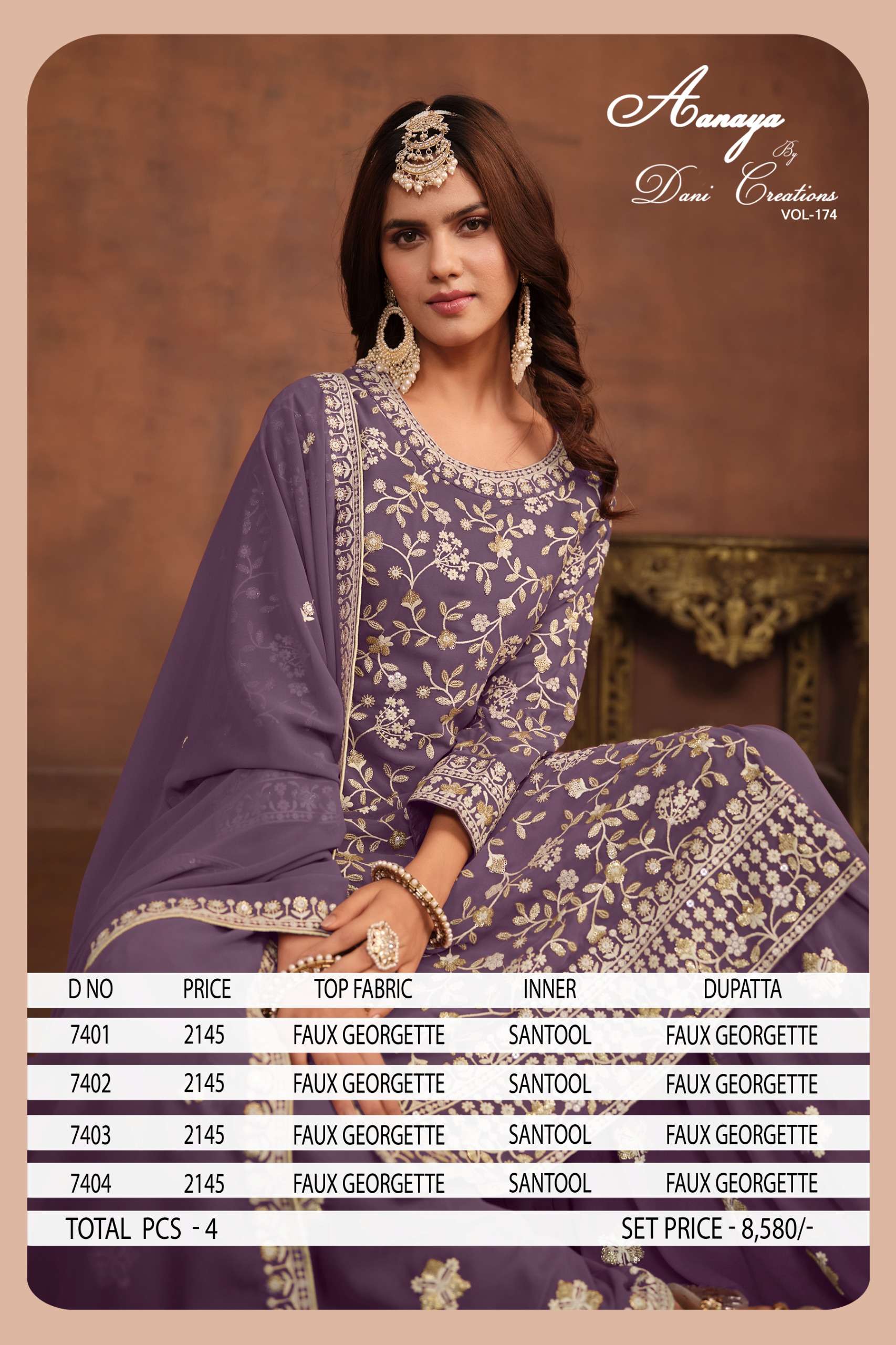 DANI CREATION AANAYA VOL 174 GEORGETTE DESIGNER SUIT