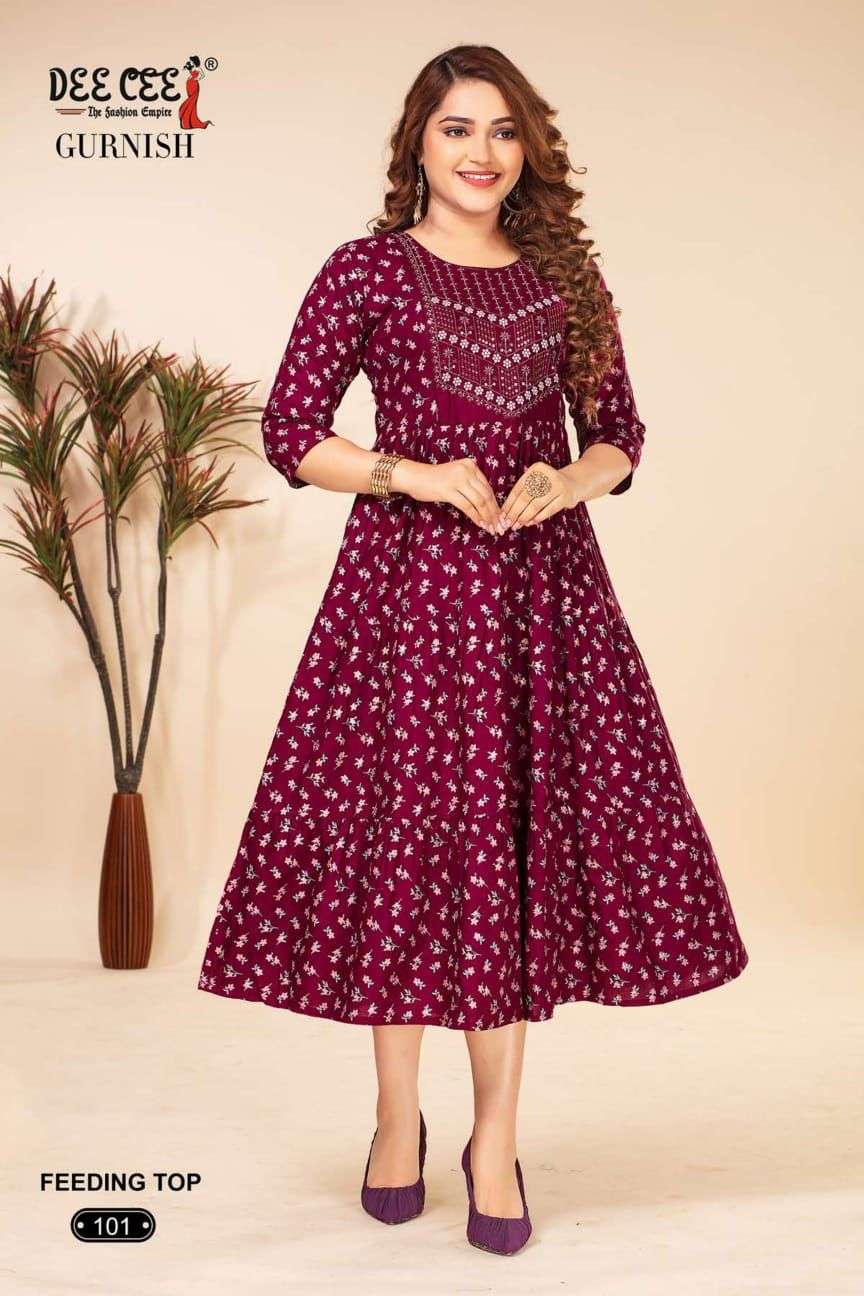 DEECEE GURNISH RAYON FANCY MIDI GOWN