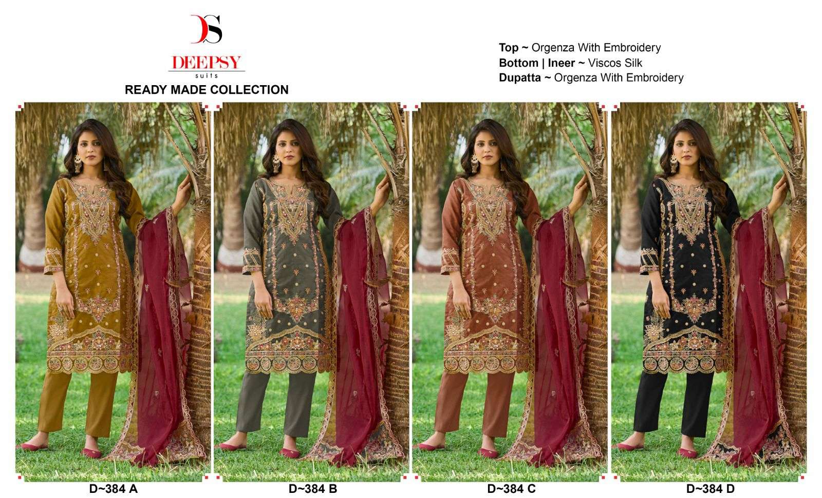  DEEPSY SUITS D 384 ORGANZA EMBROIDERY SUIT