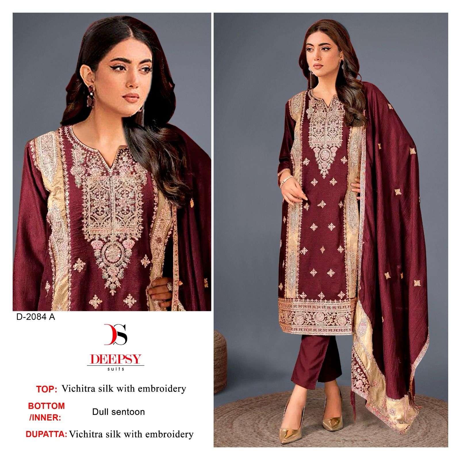 DEEPSY SUITS D NO 2084 FANCY EMBROIDERY SUIT