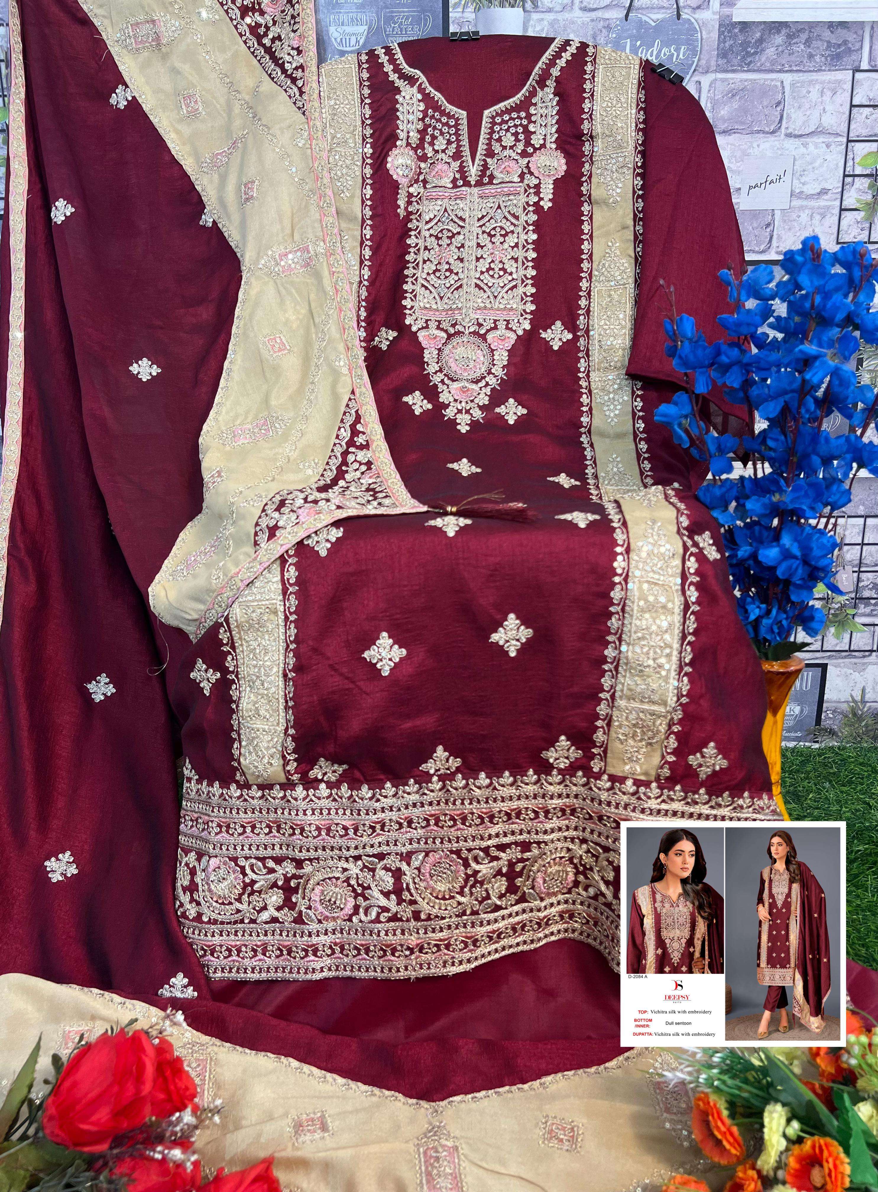 DEEPSY SUITS D NO 2084 FANCY EMBROIDERY SUIT