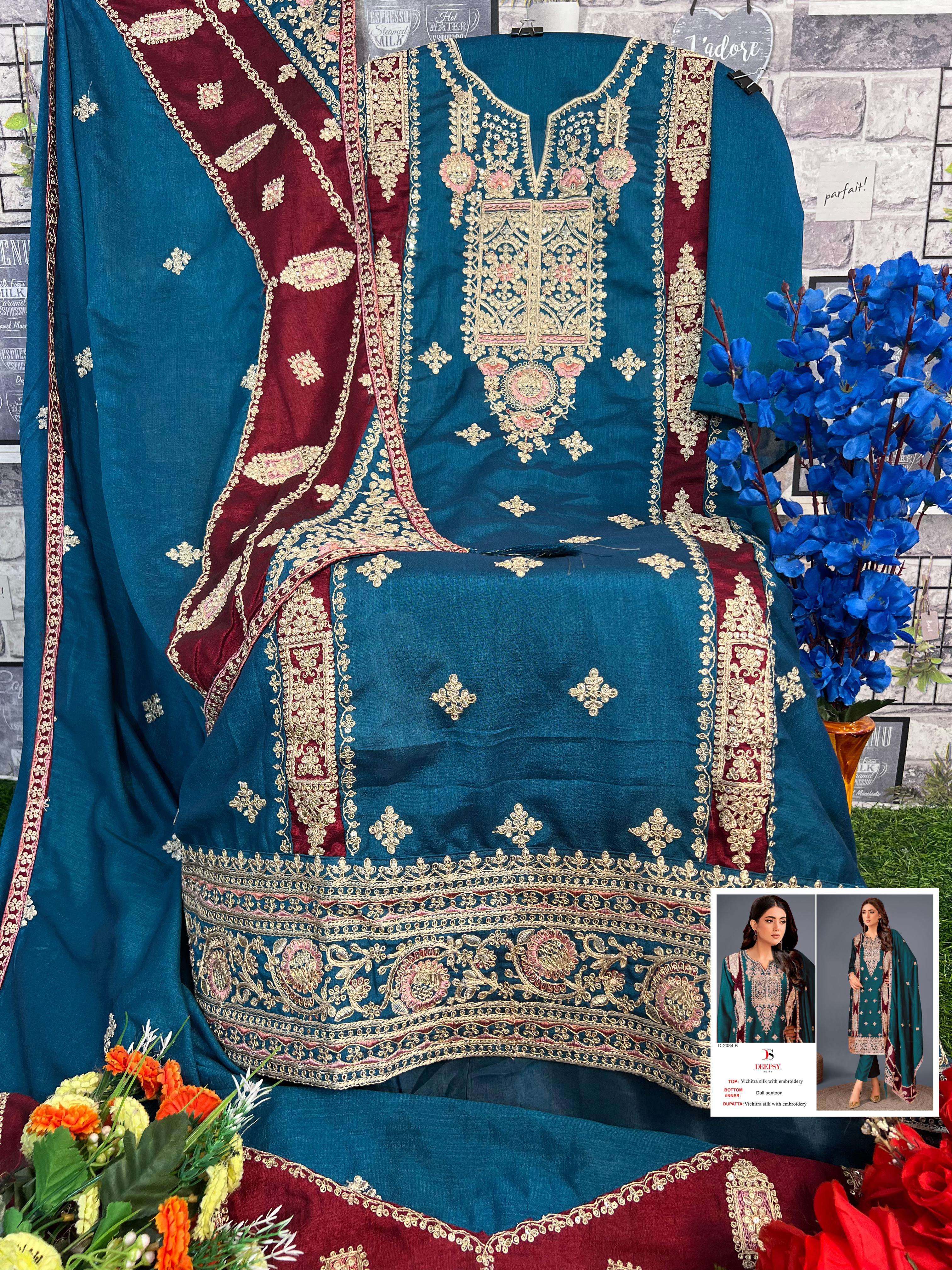 DEEPSY SUITS D NO 2084 FANCY EMBROIDERY SUIT