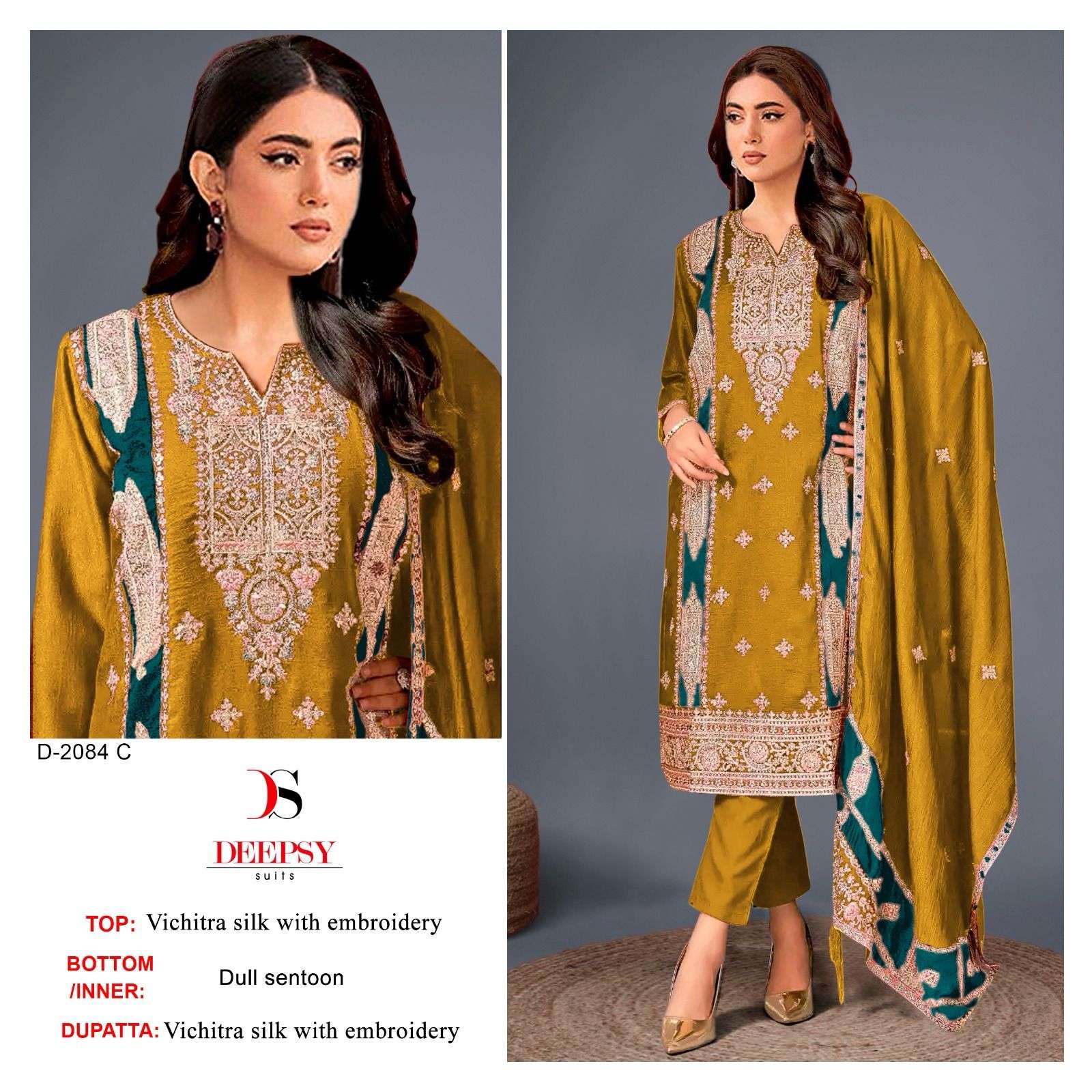 DEEPSY SUITS D NO 2084 FANCY EMBROIDERY SUIT