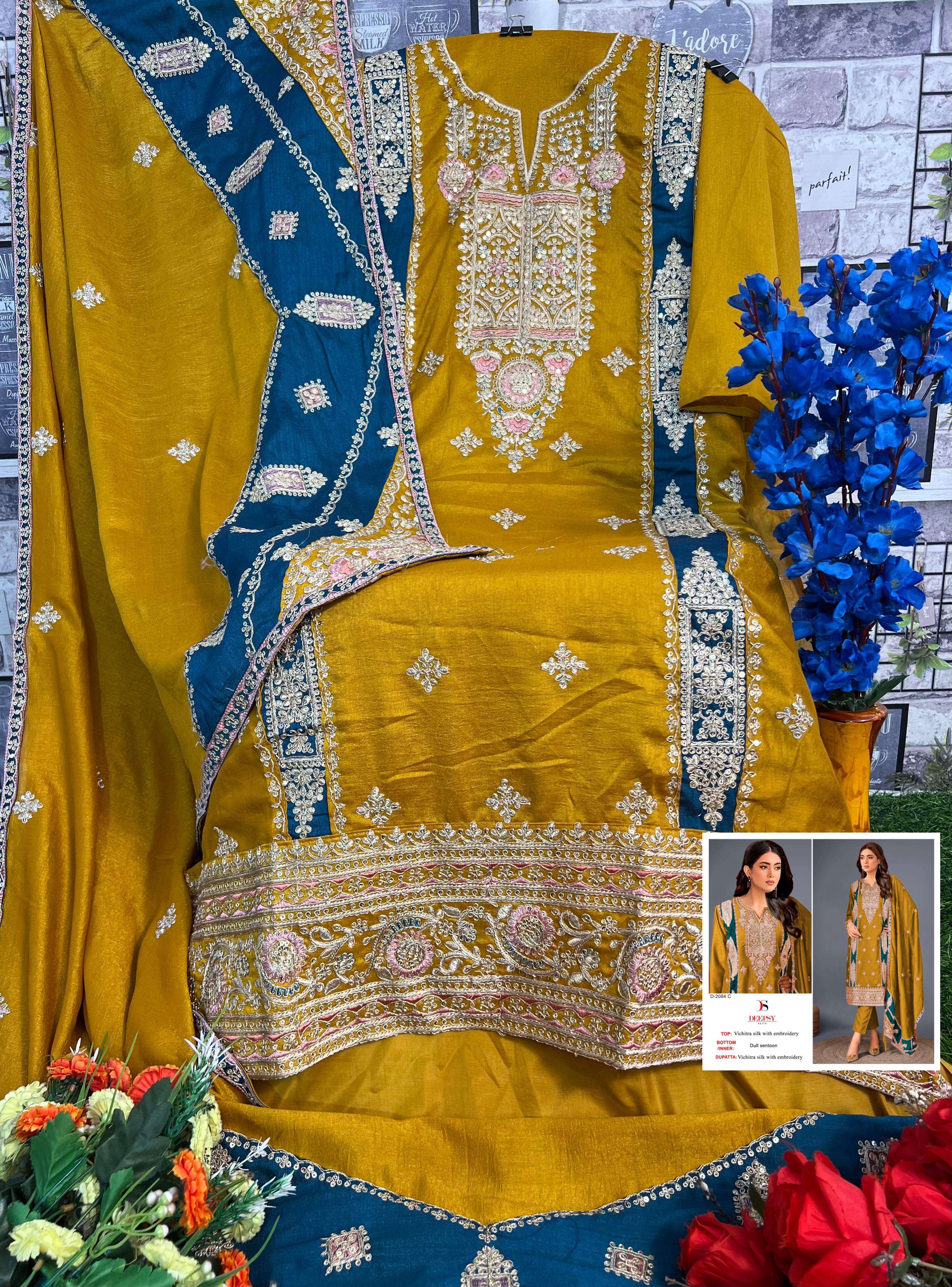 DEEPSY SUITS D NO 2084 FANCY EMBROIDERY SUIT