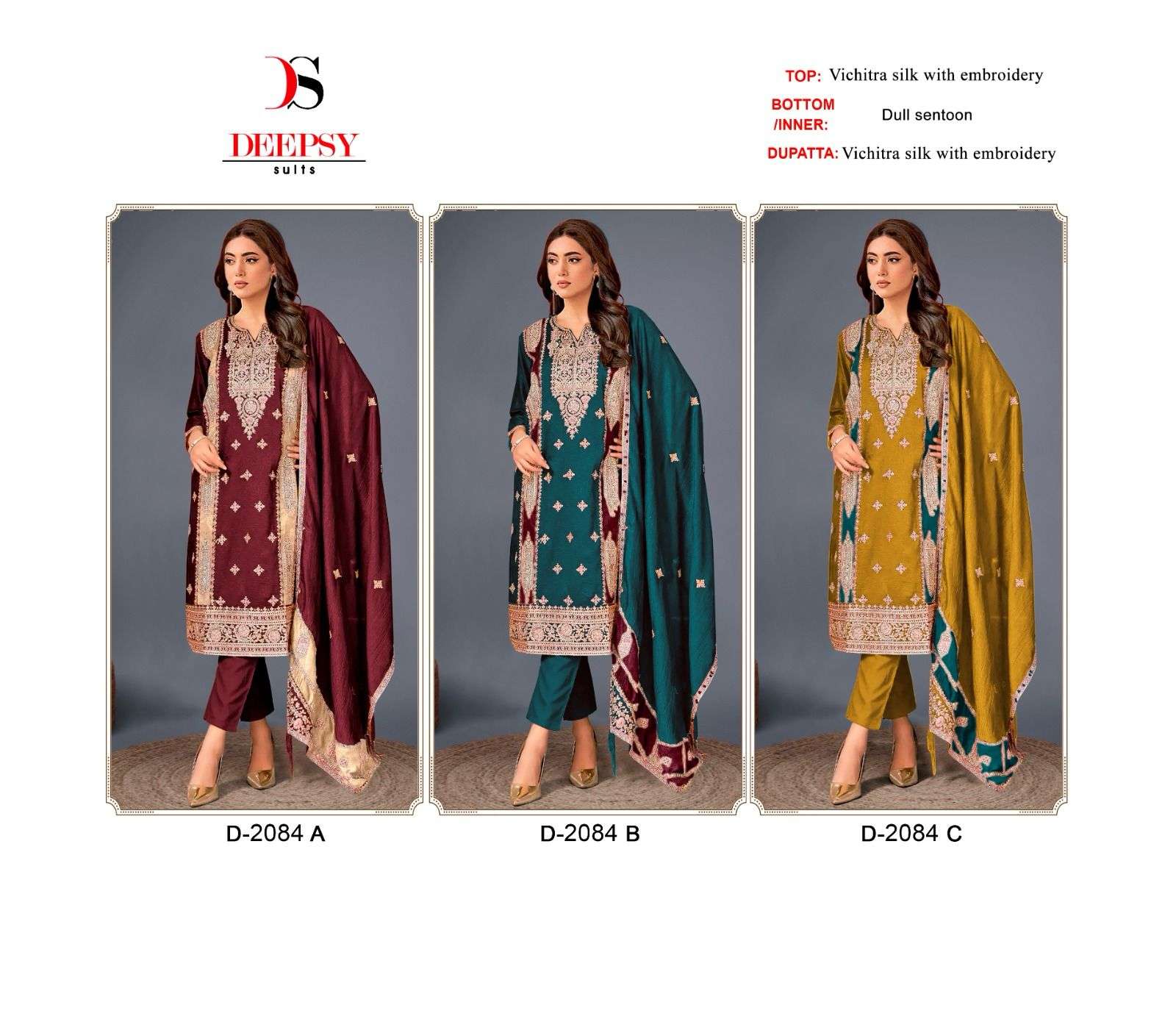 DEEPSY SUITS D NO 2084 FANCY EMBROIDERY SUIT