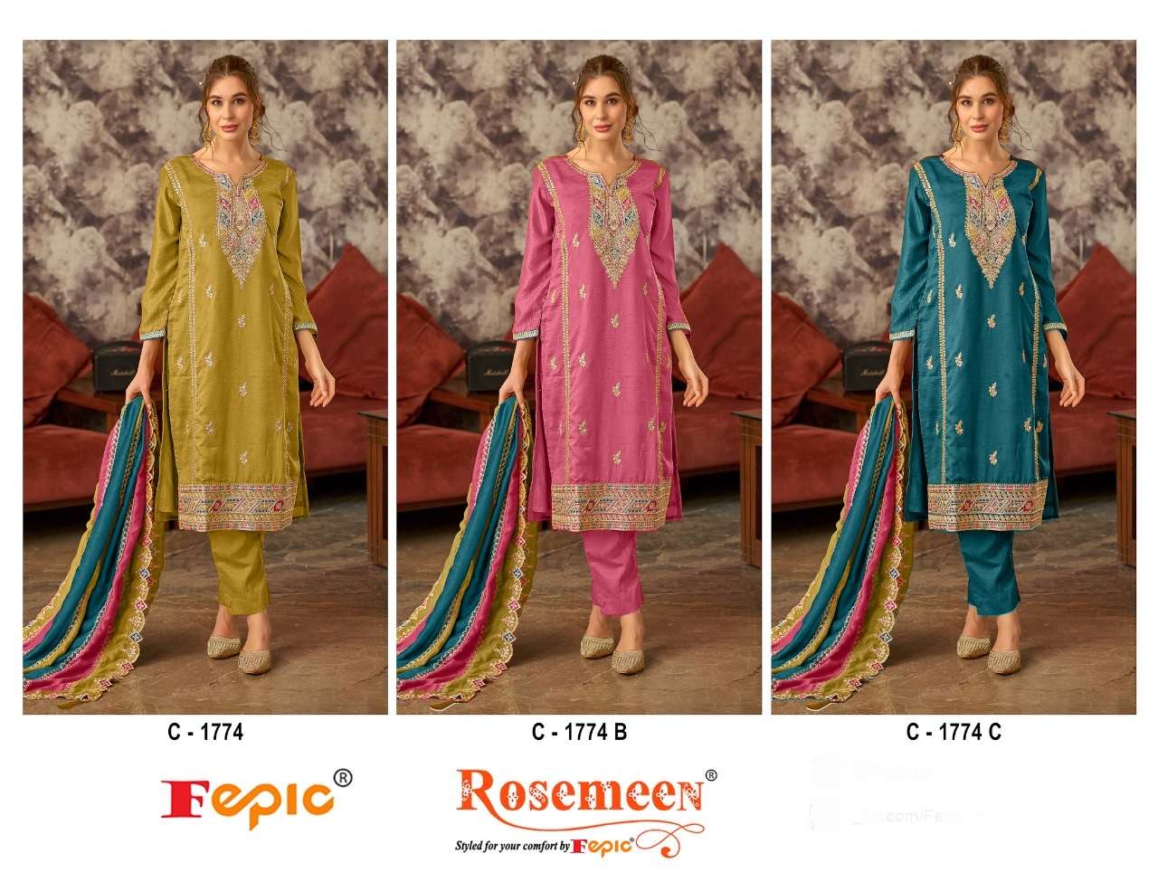  FEPIC ROSEMEEN C 1774 HEAVY EMBROIDERED SUIT