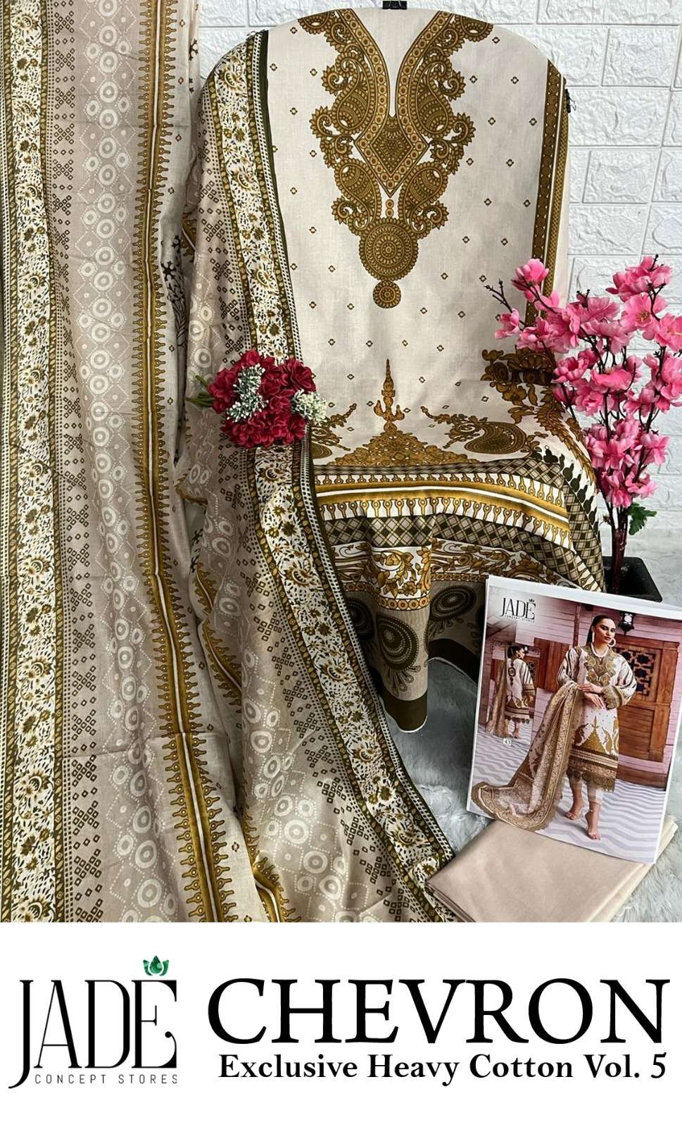 JADE CHEVRON EXCLUSIVE HEAVY COTTON VOL 5 LAWN COTTON SUIT