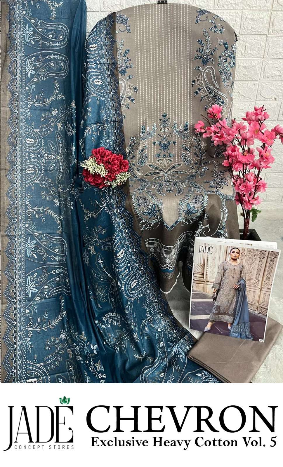 JADE CHEVRON EXCLUSIVE HEAVY COTTON VOL 5 LAWN COTTON SUIT