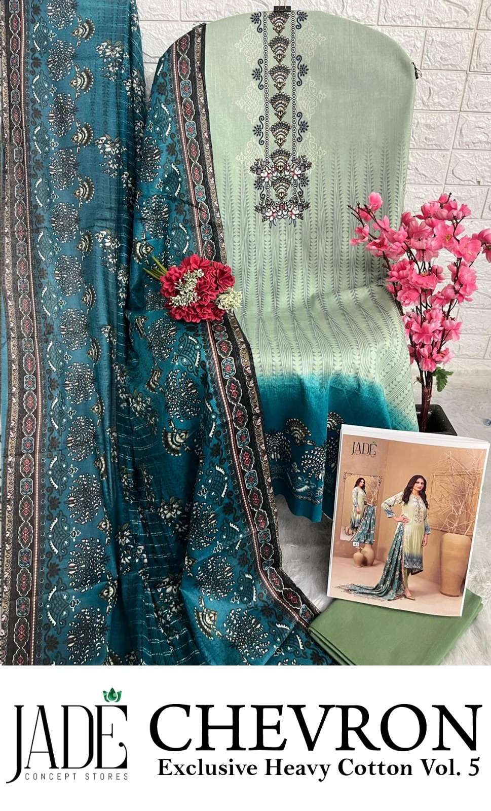 JADE CHEVRON EXCLUSIVE HEAVY COTTON VOL 5 LAWN COTTON SUIT