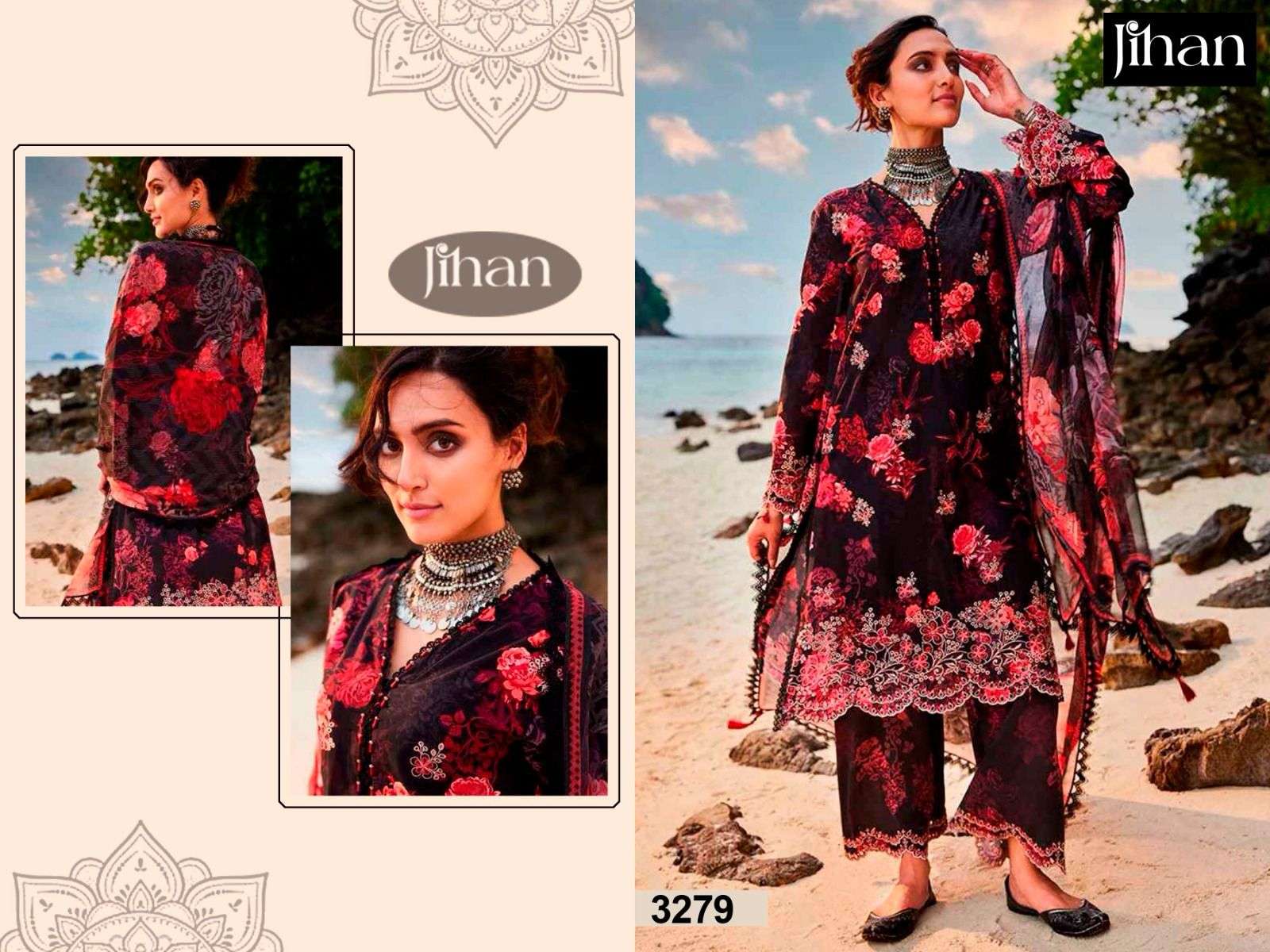 JIHAN D NO 3279 COTTON FANCY SALWAR KAMEEZ 