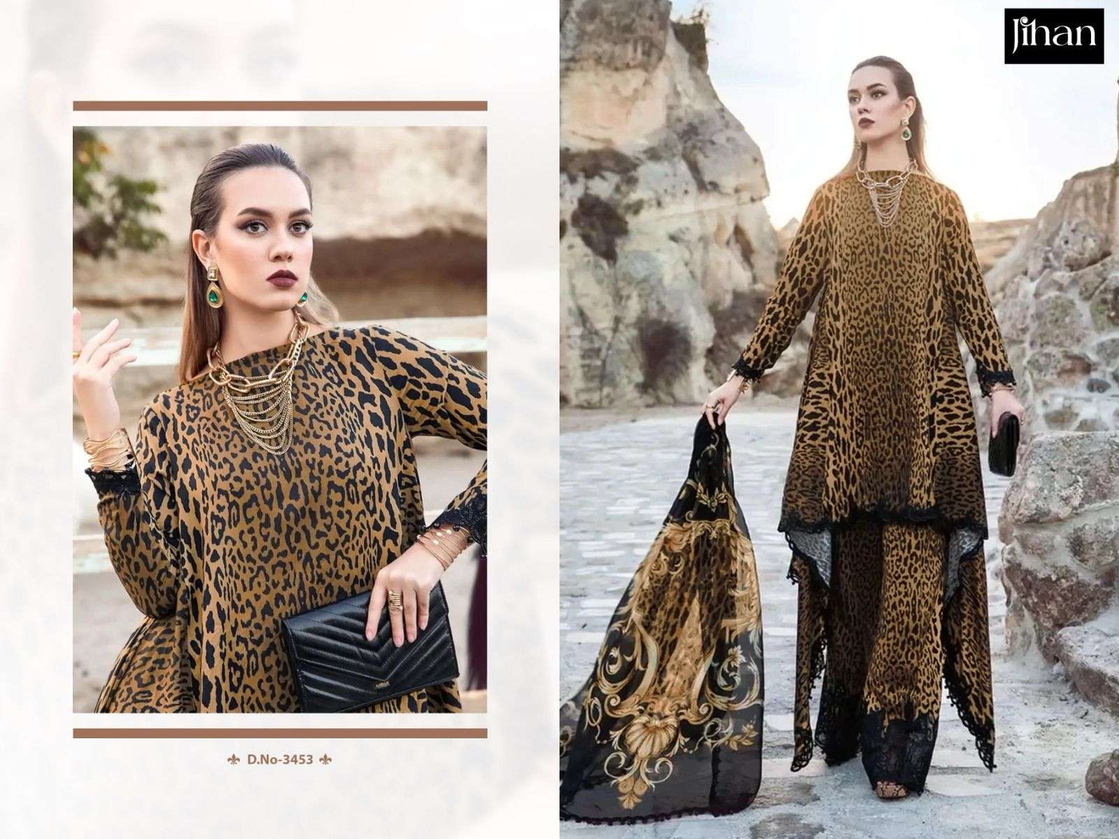 JIHAN D NO 3453 COTTON PATCH EMBROIDERY WORK SUIT