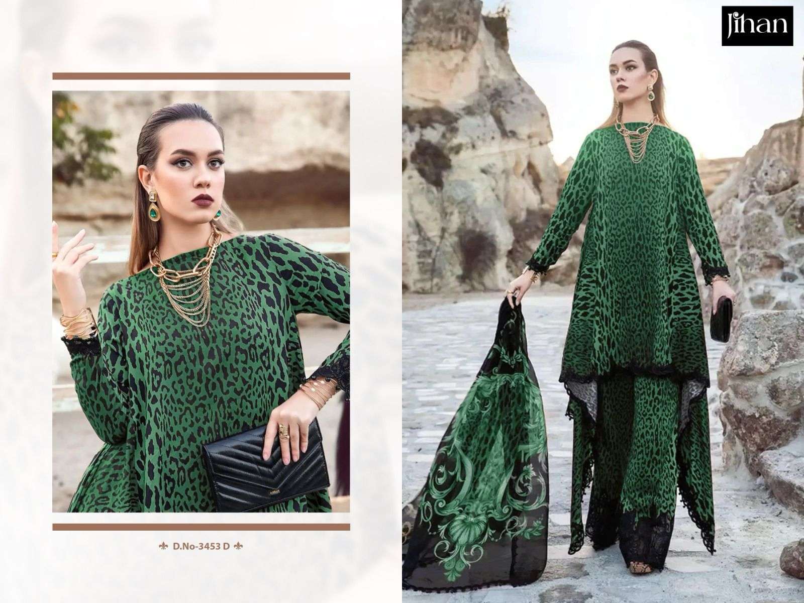 JIHAN D NO 3453 COTTON PATCH EMBROIDERY WORK SUIT