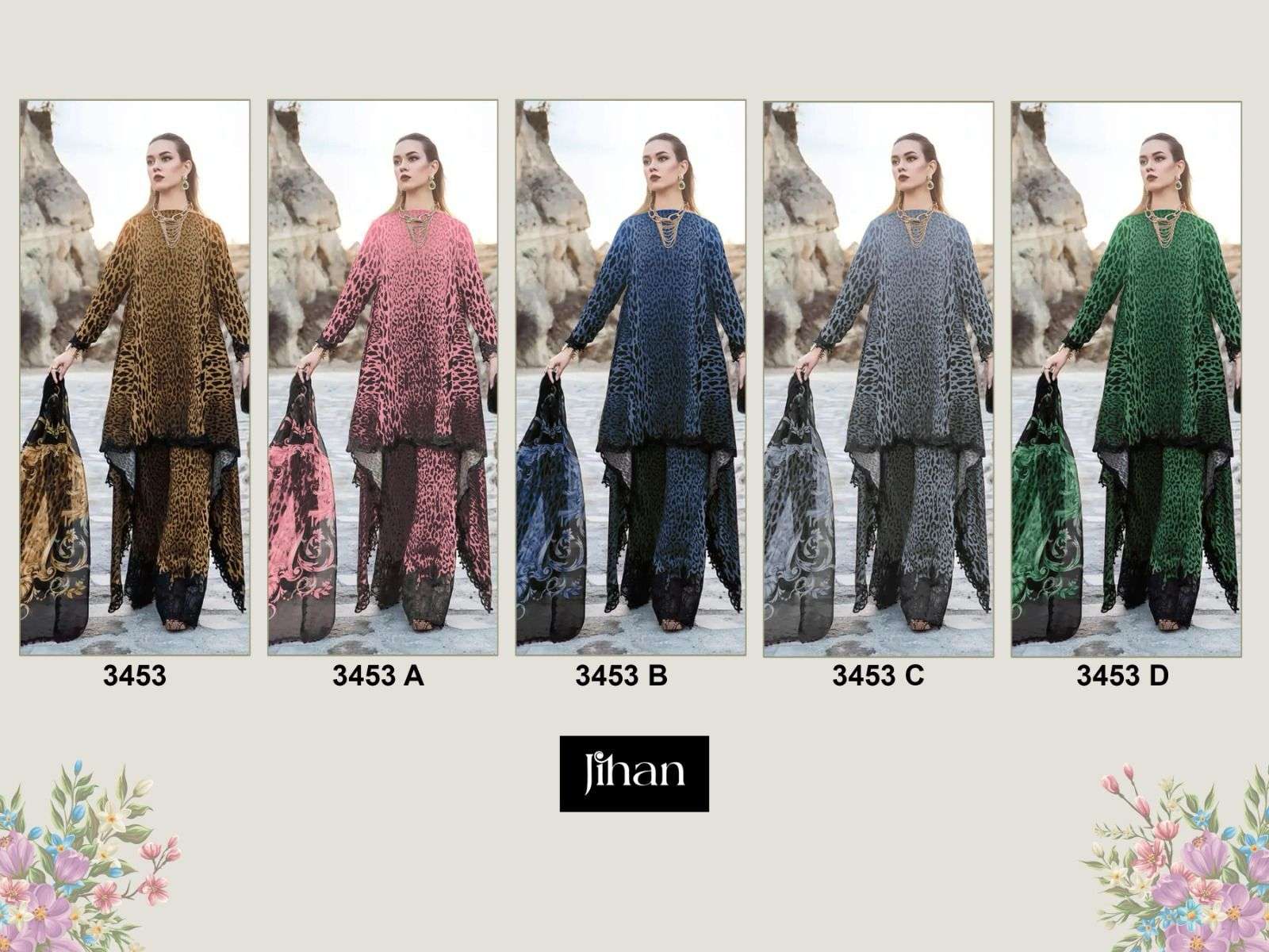 JIHAN D NO 3453 COTTON PATCH EMBROIDERY WORK SUIT