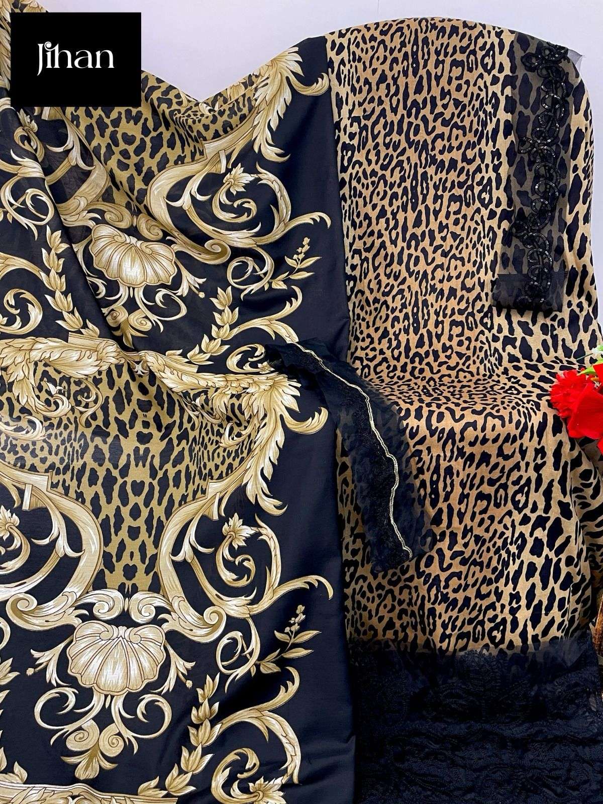 JIHAN D NO 3453 COTTON PATCH EMBROIDERY WORK SUIT
