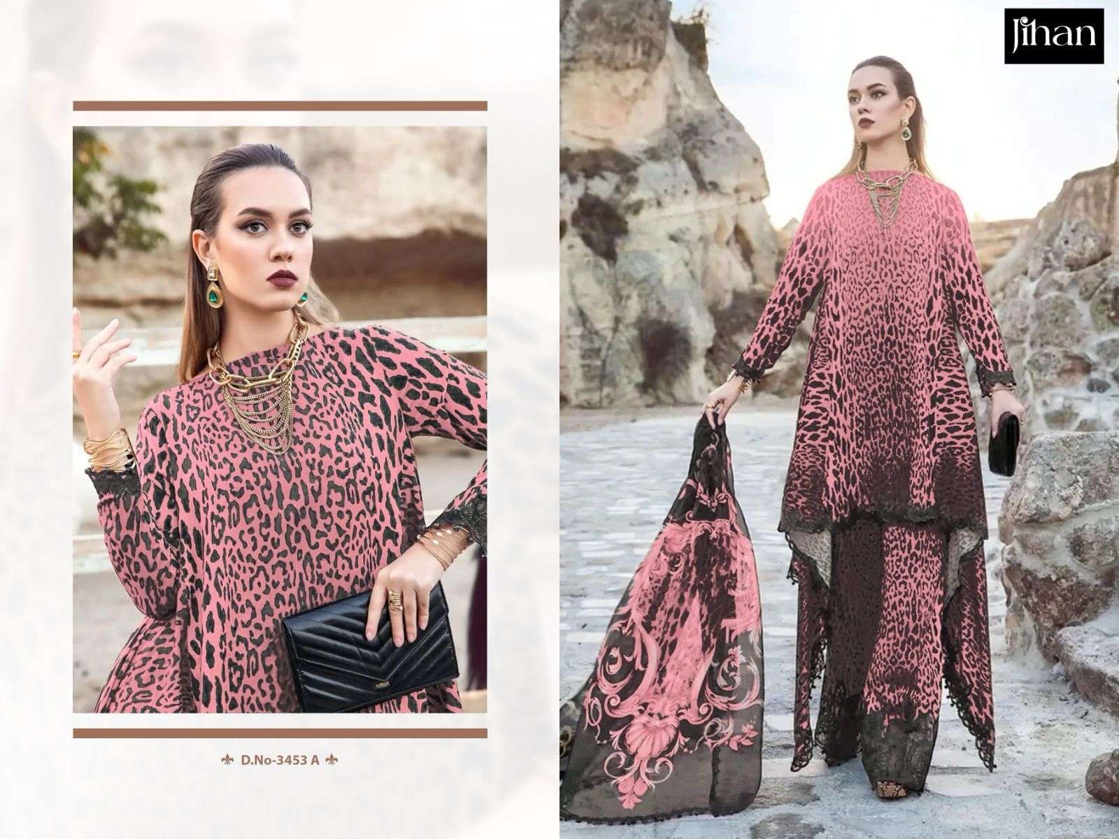 JIHAN D NO 3453 COTTON PATCH EMBROIDERY WORK SUIT