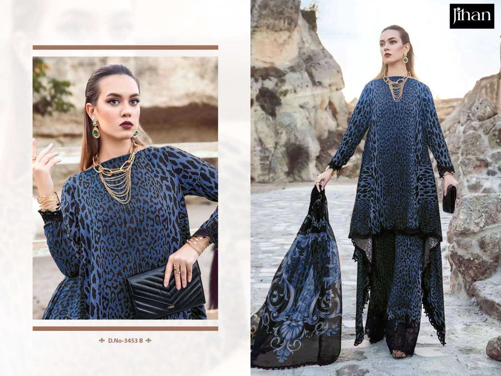 JIHAN D NO 3453 COTTON PATCH EMBROIDERY WORK SUIT