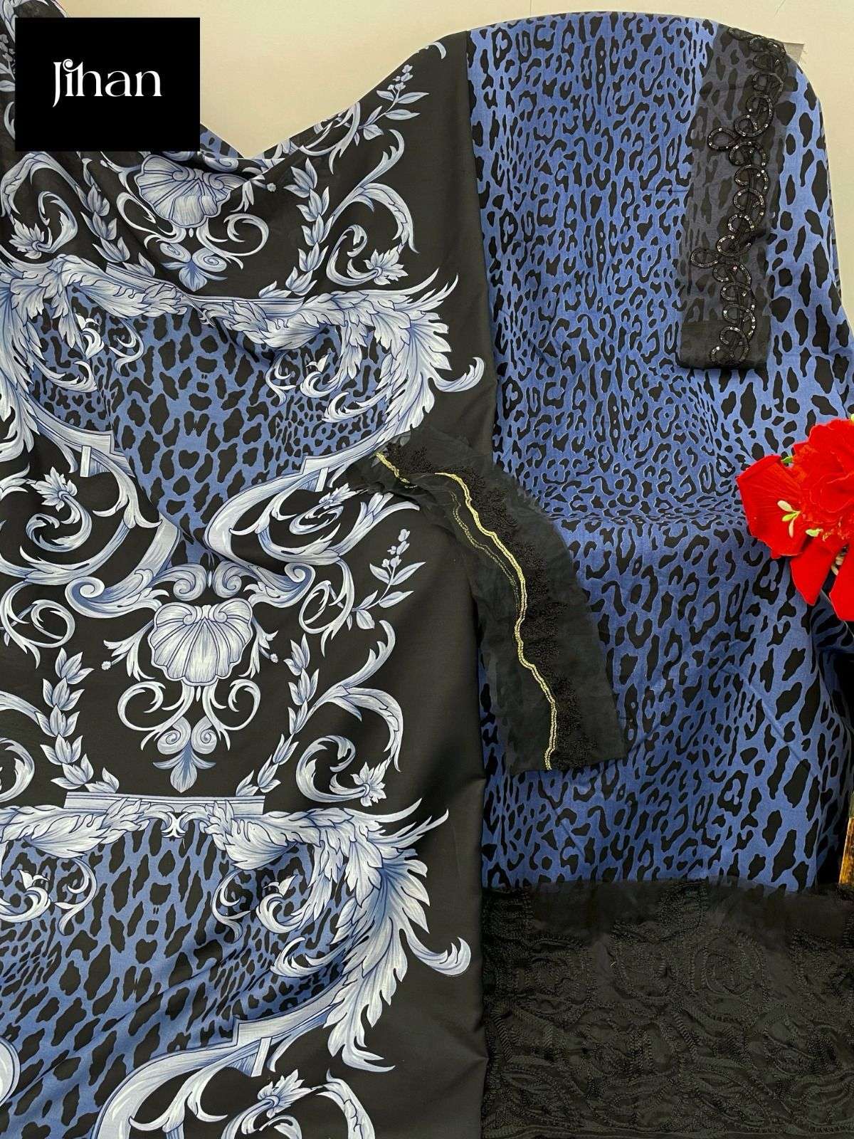 JIHAN D NO 3453 COTTON PATCH EMBROIDERY WORK SUIT