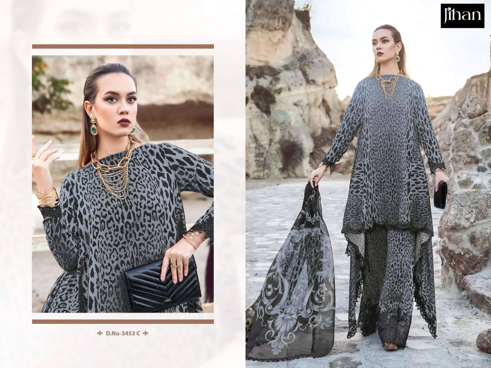 JIHAN D NO 3453 COTTON PATCH EMBROIDERY WORK SUIT