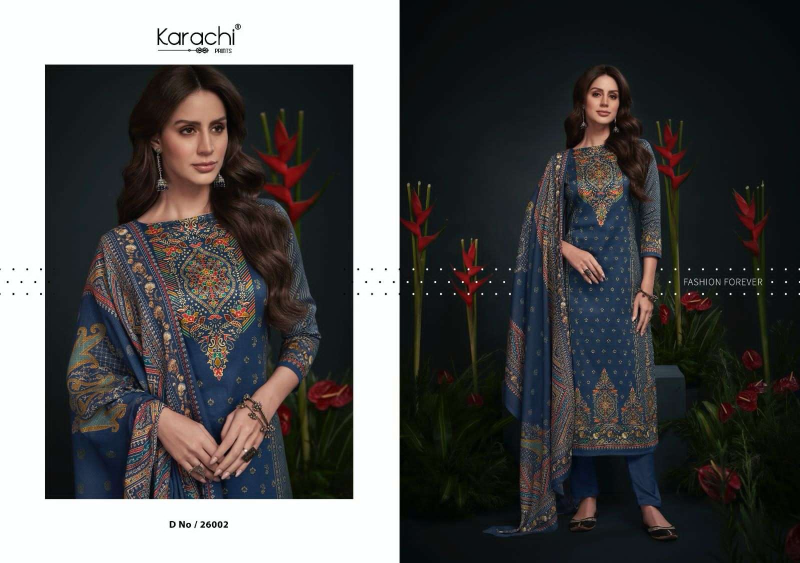 KARACHI PRINTS JHILMIL JAM SATIN SALWAR SUIT