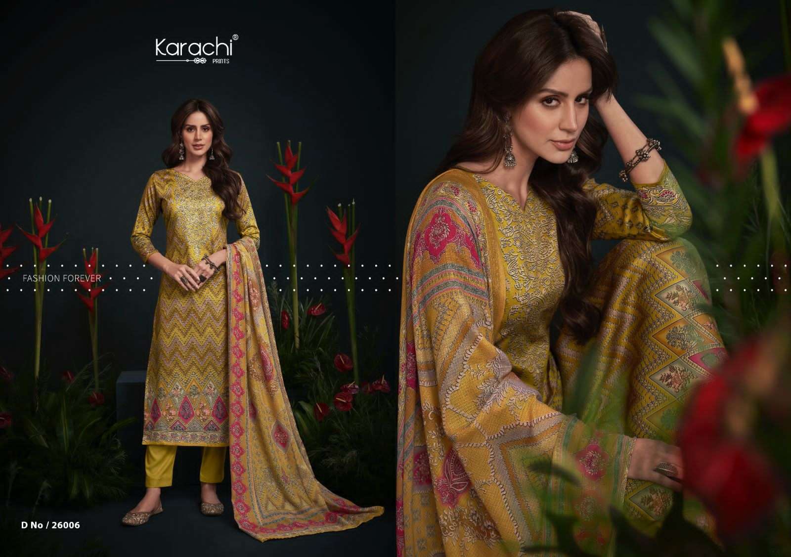 KARACHI PRINTS JHILMIL JAM SATIN SALWAR SUIT