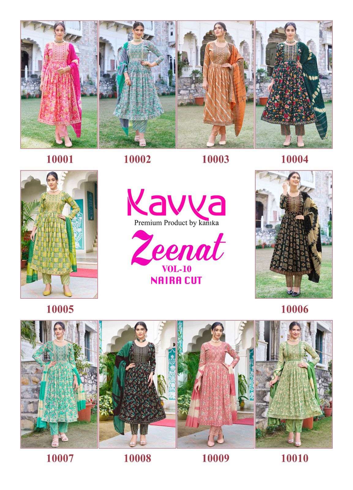 KAVYA ZEENAT VOL 10 NAIRA PATTERN KURTI COMBO SET 