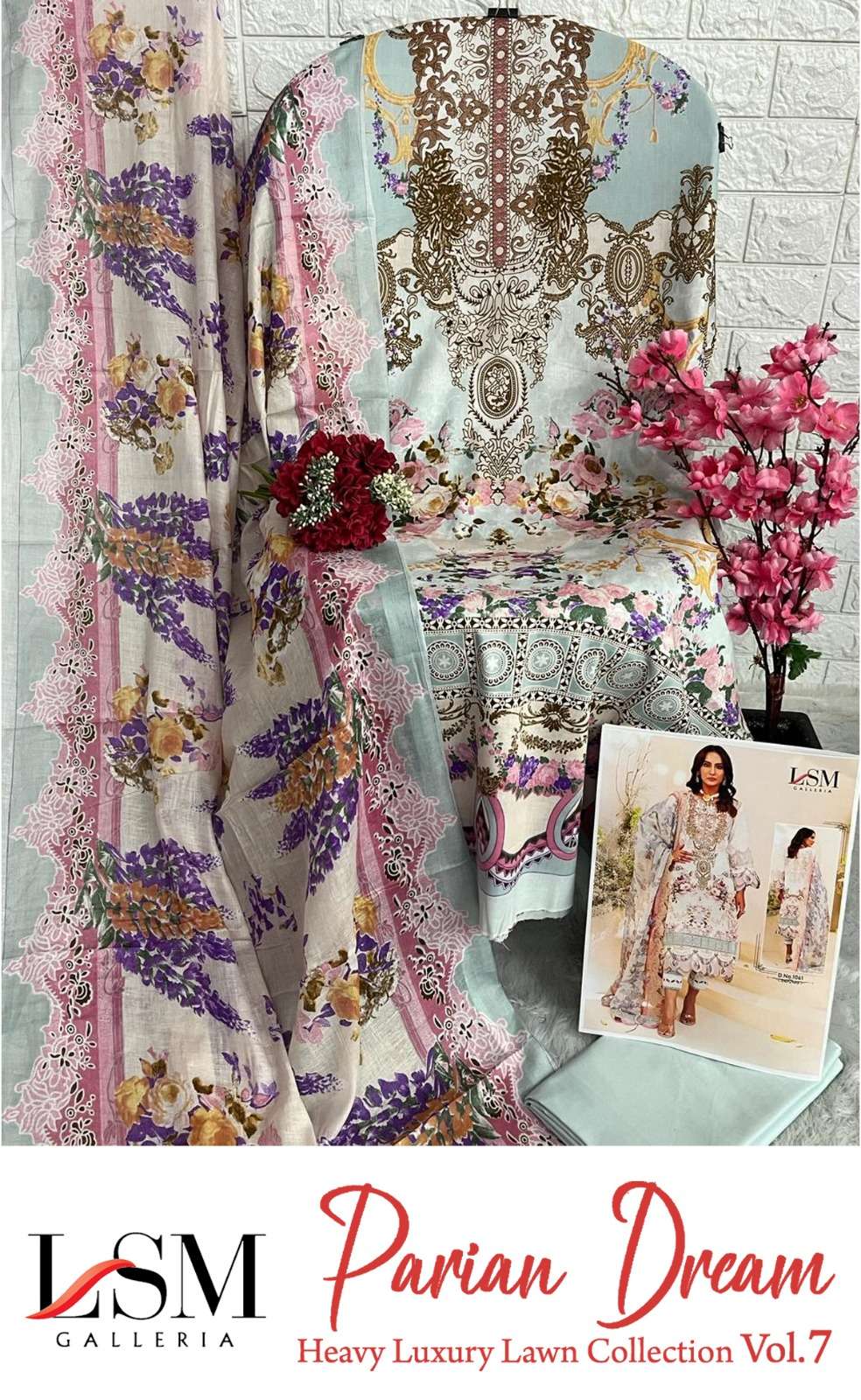 LSM GALLERIA PARIAN DREAM VOL 7 LAWN COTTON SALWAR SUIT