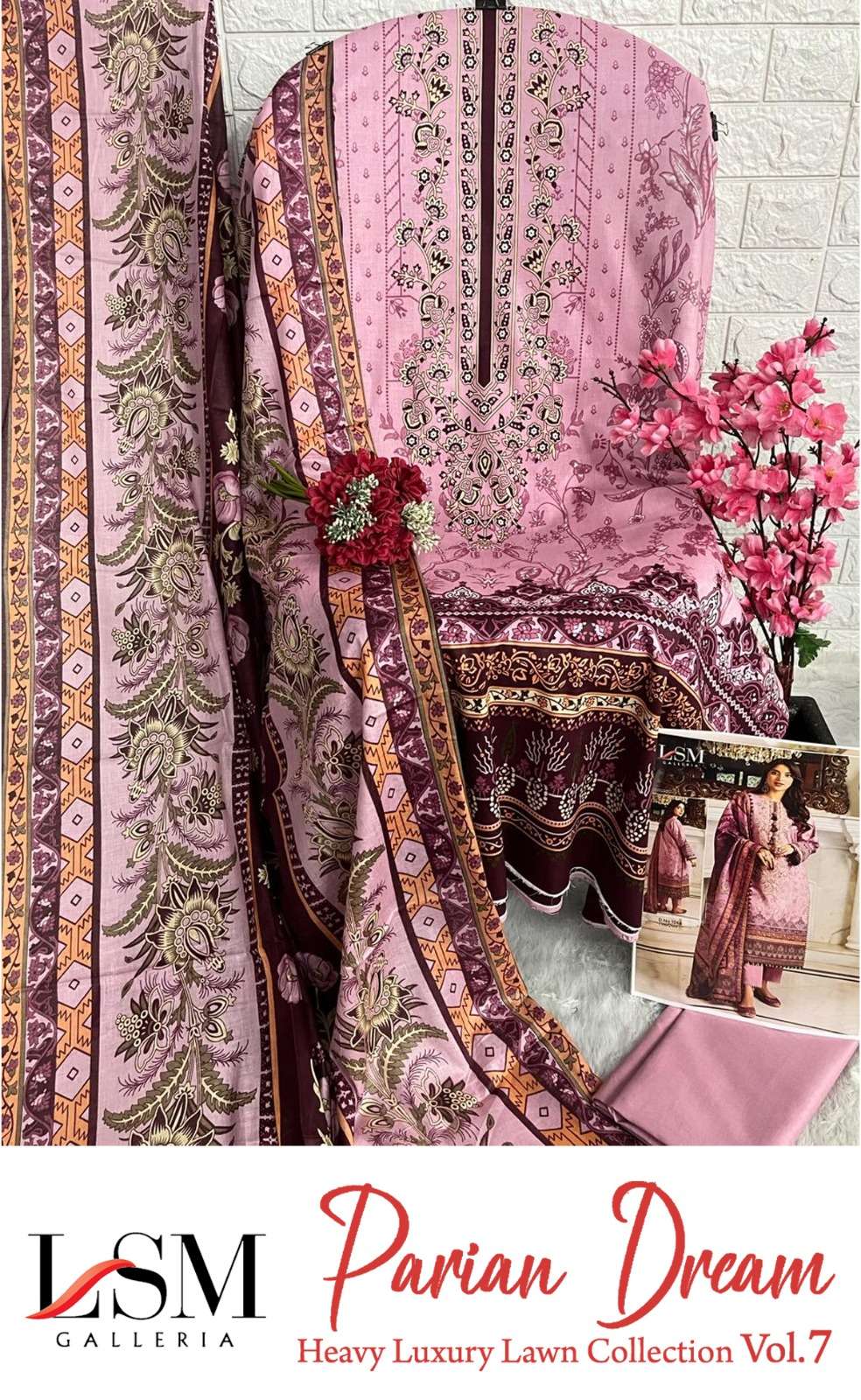 LSM GALLERIA PARIAN DREAM VOL 7 LAWN COTTON SALWAR SUIT