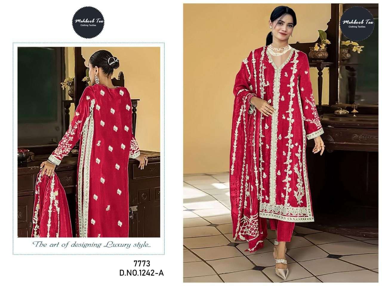 MEHBOOB TEX D NO 1242 ORGANZA BEAUTIFUL DESIGNER SUIT