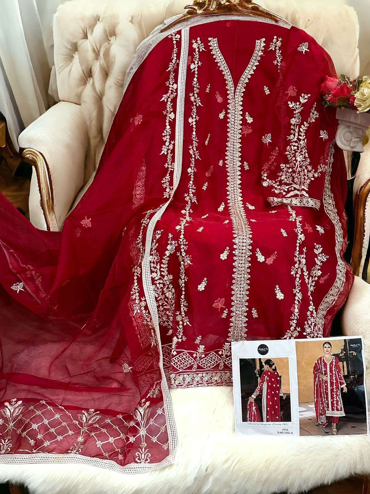 MEHBOOB TEX D NO 1242 ORGANZA BEAUTIFUL DESIGNER SUIT