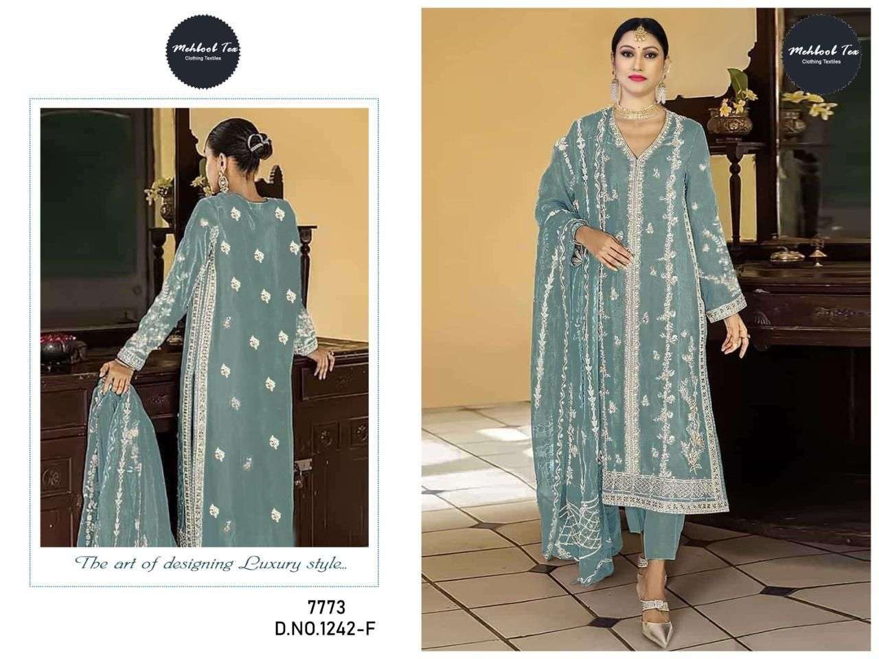 MEHBOOB TEX D NO 1242 ORGANZA BEAUTIFUL DESIGNER SUIT