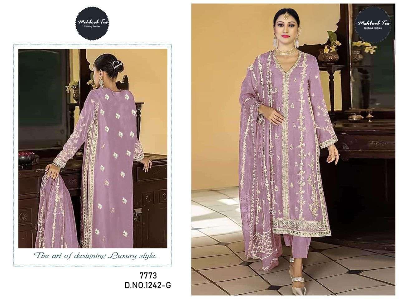 MEHBOOB TEX D NO 1242 ORGANZA BEAUTIFUL DESIGNER SUIT