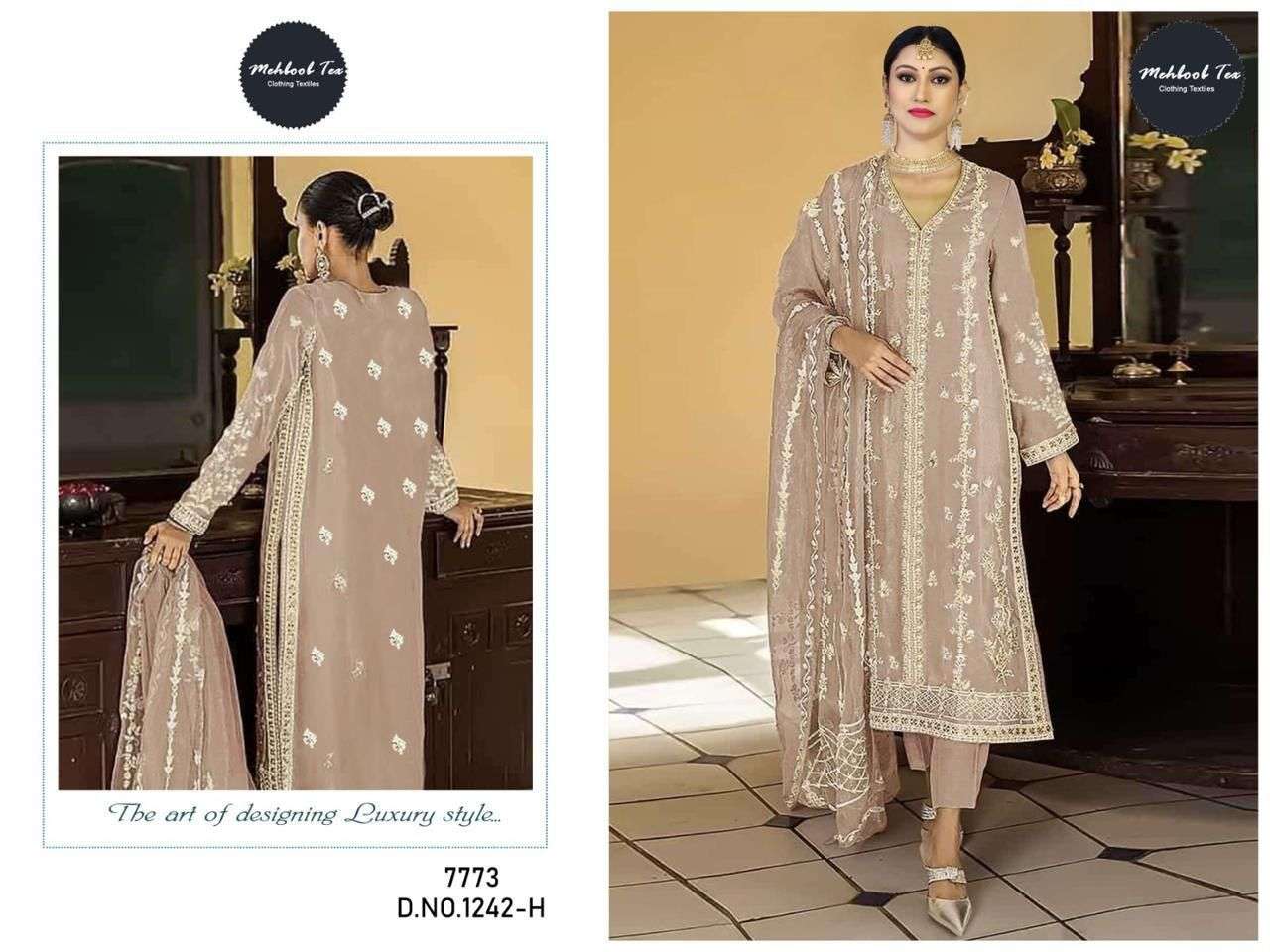 MEHBOOB TEX D NO 1242 ORGANZA BEAUTIFUL DESIGNER SUIT