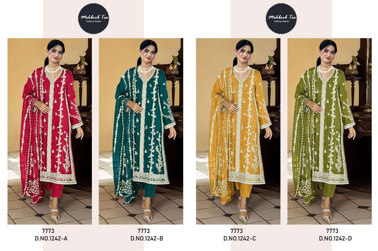 MEHBOOB TEX D NO 1242 ORGANZA BEAUTIFUL DESIGNER SUIT