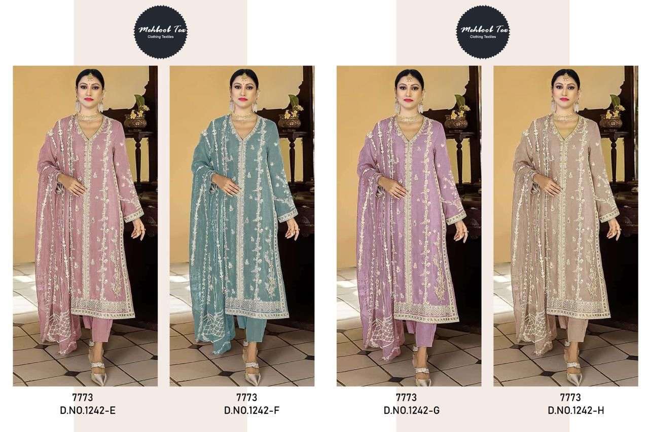 MEHBOOB TEX D NO 1242 ORGANZA BEAUTIFUL DESIGNER SUIT