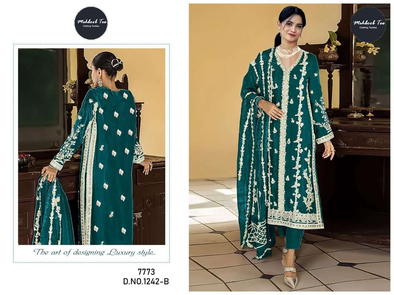 MEHBOOB TEX D NO 1242 ORGANZA BEAUTIFUL DESIGNER SUIT