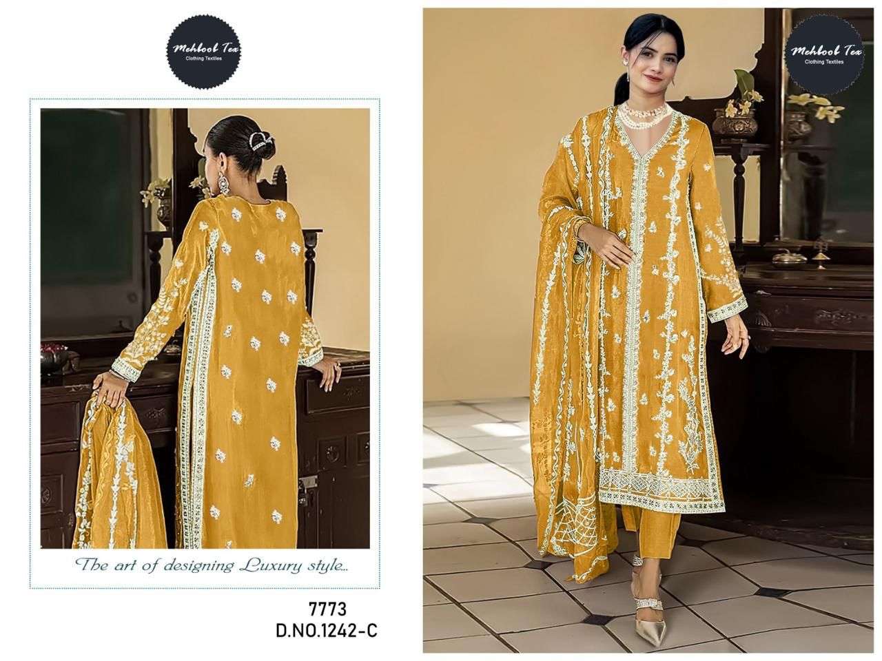 MEHBOOB TEX D NO 1242 ORGANZA BEAUTIFUL DESIGNER SUIT