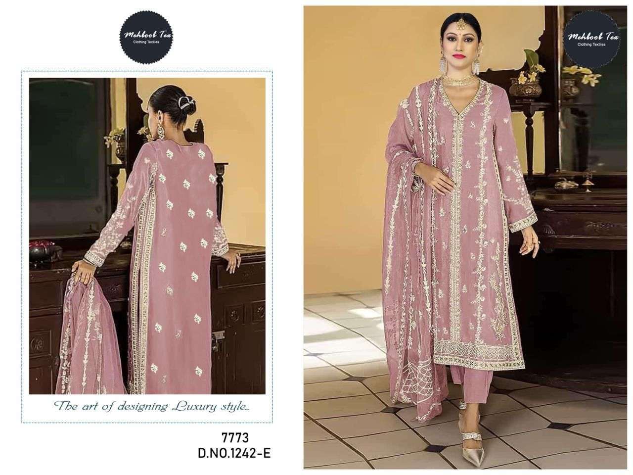 MEHBOOB TEX D NO 1242 ORGANZA BEAUTIFUL DESIGNER SUIT
