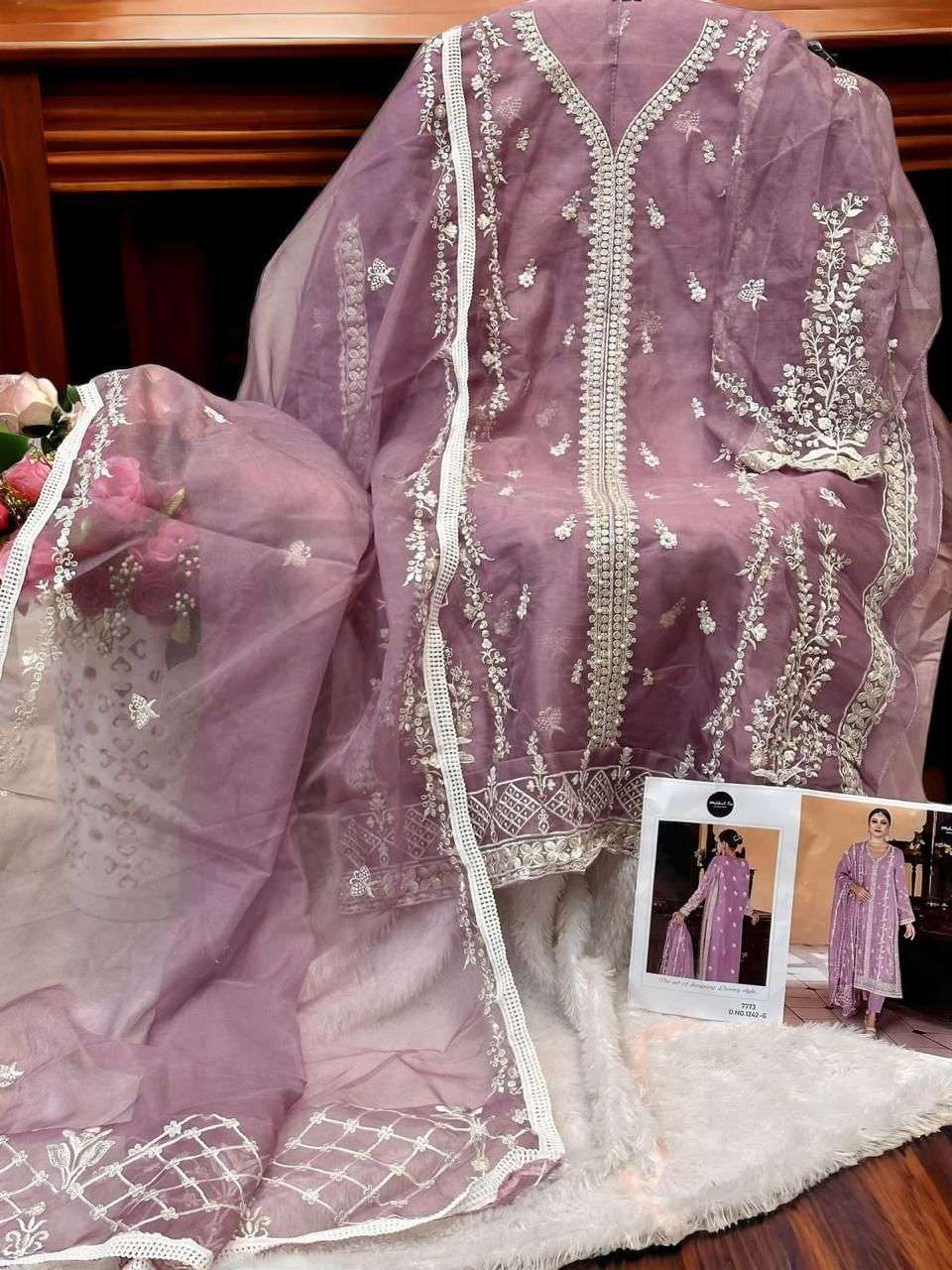 MEHBOOB TEX D NO 1242 ORGANZA BEAUTIFUL DESIGNER SUIT