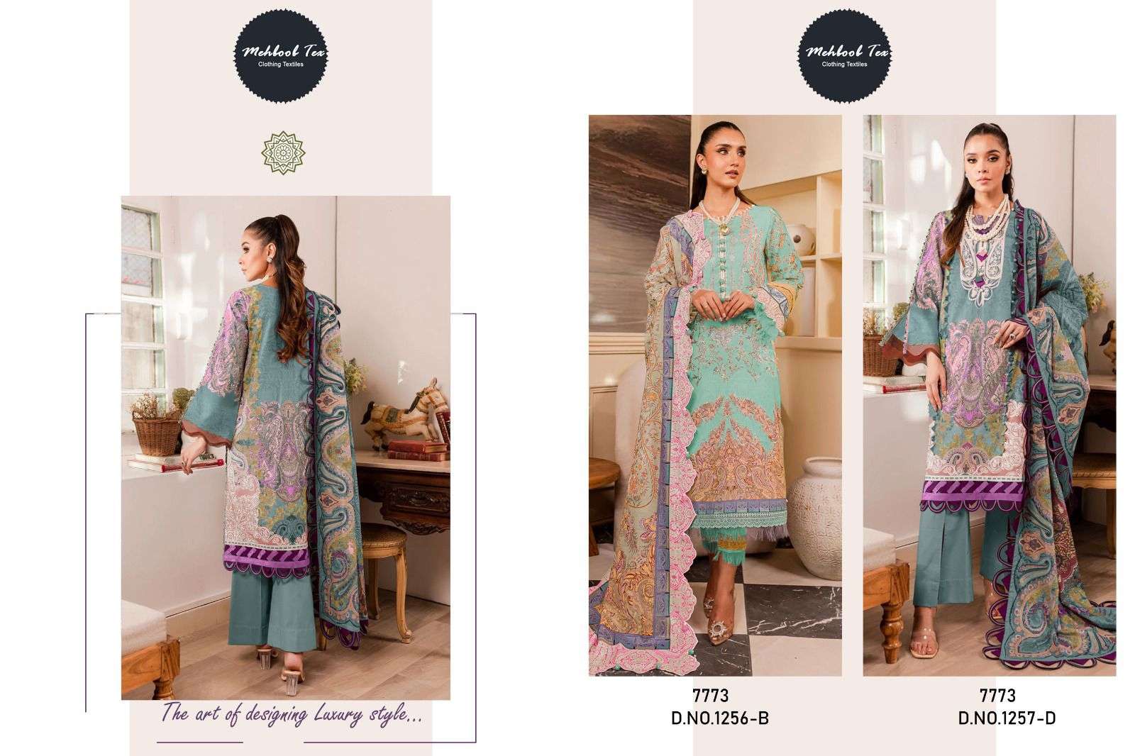 MEHBOOB TEX D NO 1256 B AND 1257 D COTTON SALWAR KAMEEZ 
