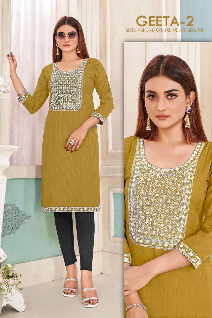 MF GEETA VOL 2 RAYON FANCY KURTI