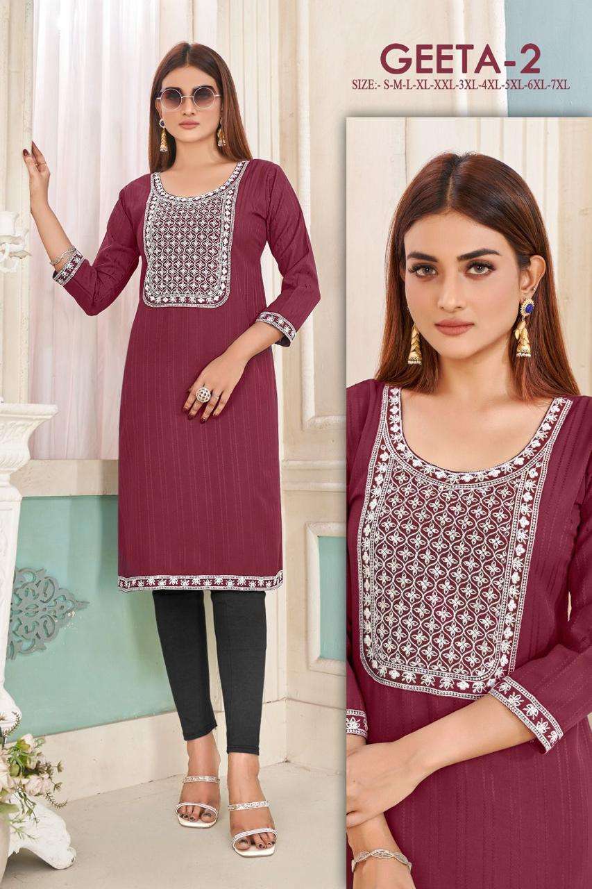 MF GEETA VOL 2 RAYON FANCY KURTI