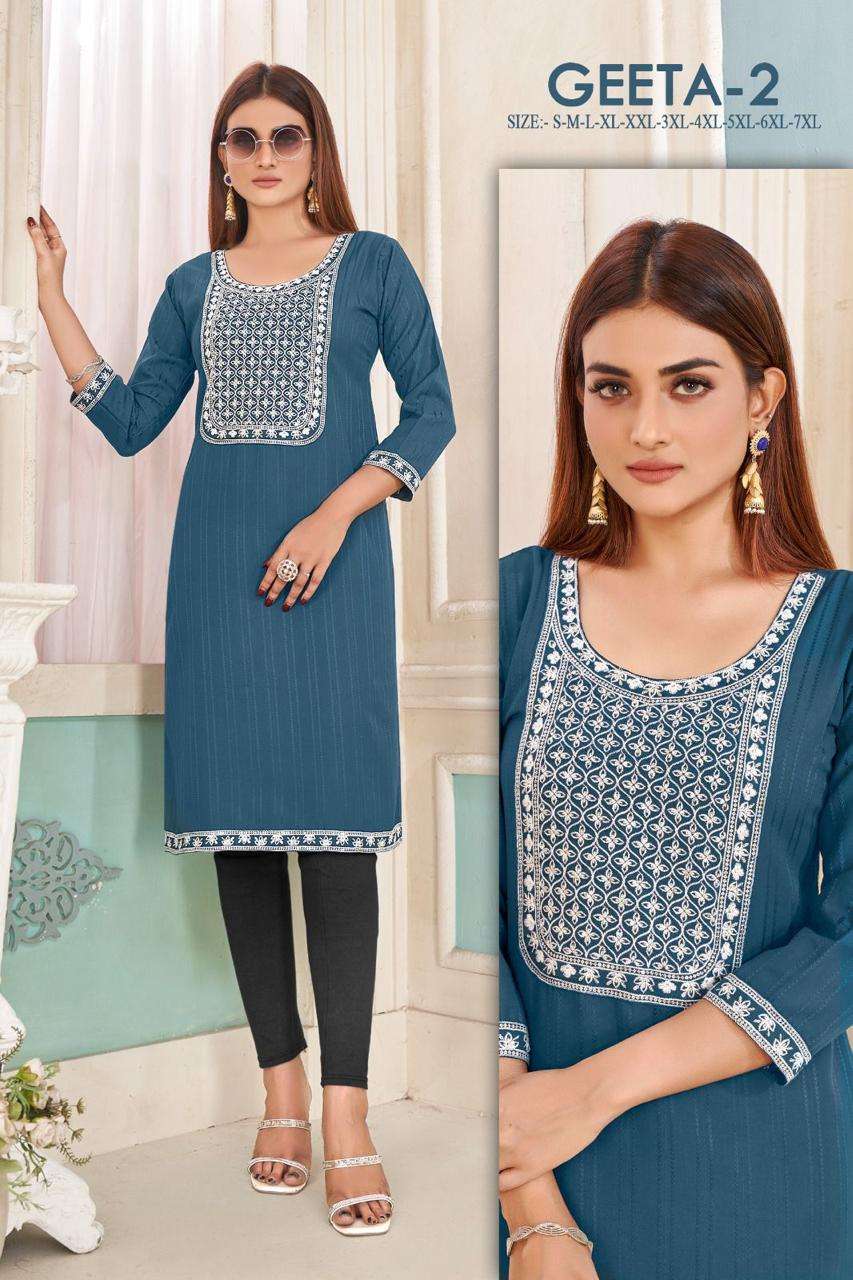 MF GEETA VOL 2 RAYON FANCY KURTI
