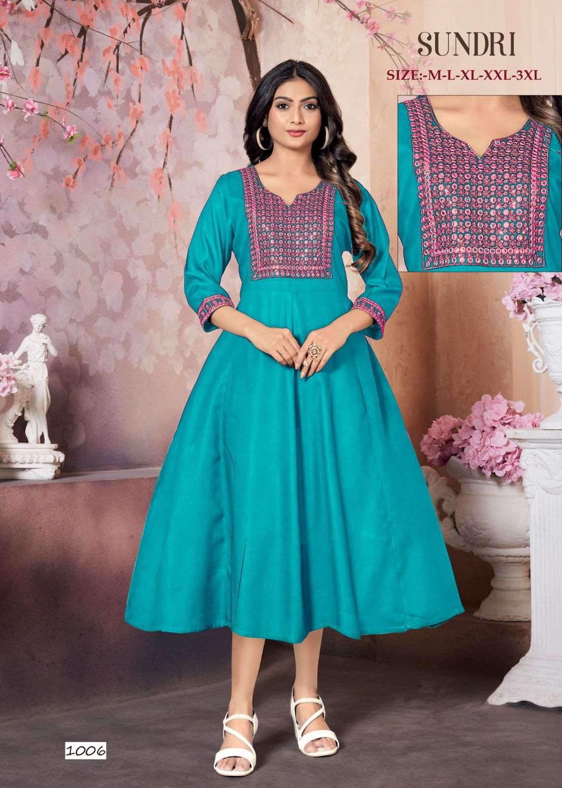 MF SUNDRI RAYON SEQUENCE WORK KURTI 