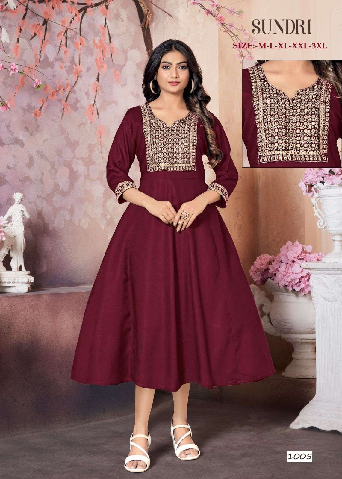 MF SUNDRI RAYON SEQUENCE WORK KURTI 